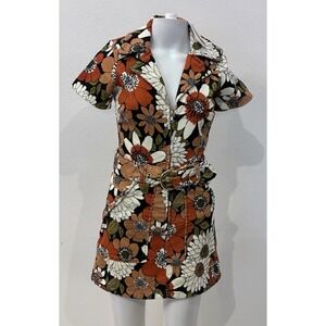 Show Me Your MuMu Floral Outlaw Corduroy Dress Sz XS Brown Boho Hippie Retro NWT